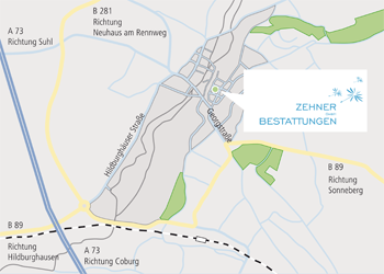 Anfahrt Zehner GmbH Bestattungen Eisfeld